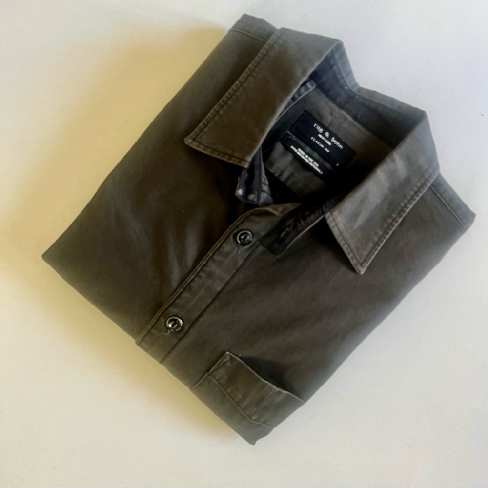 Rag & Bone Classic Fit Button Front Shirt Dark Grey Size S